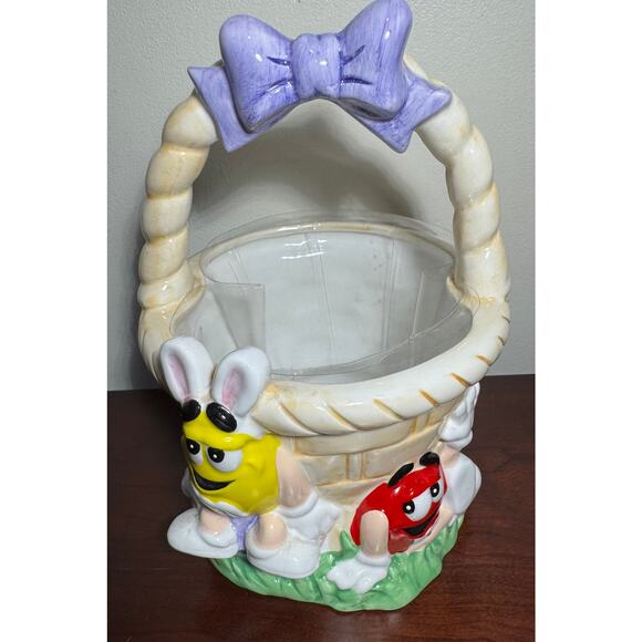 Red & Yellow M&M’s Mars Candy Ceramic Easter Basket Mars FTD Planter 9” Tall - Picture 1 of 8